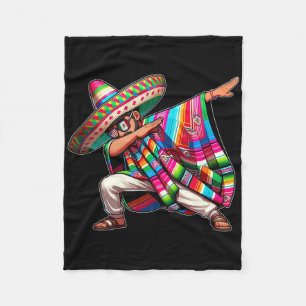Dabbing Mexican Poncho Cinco De Mayo Men Sombrero Fleece Blanket