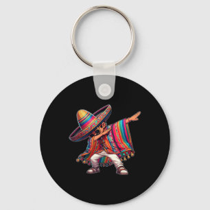 Dabbing Mexican Poncho Cinco De Mayo Men Sombrero Key Ring