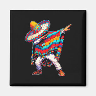 Dabbing Mexican Poncho Cinco De Mayo Men Sombrero Magnet