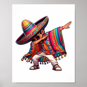 Dabbing Mexican Poncho Cinco De Mayo Men Sombrero Poster