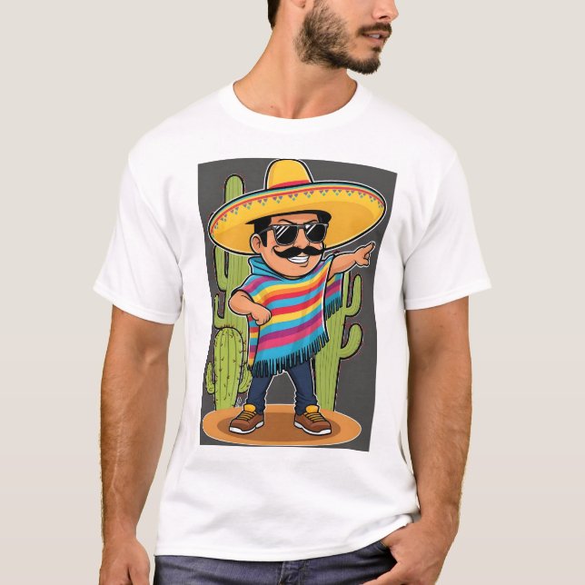 Dabbing Mexican Poncho Cinco de Mayo Men Sombrero  T-Shirt (Front)