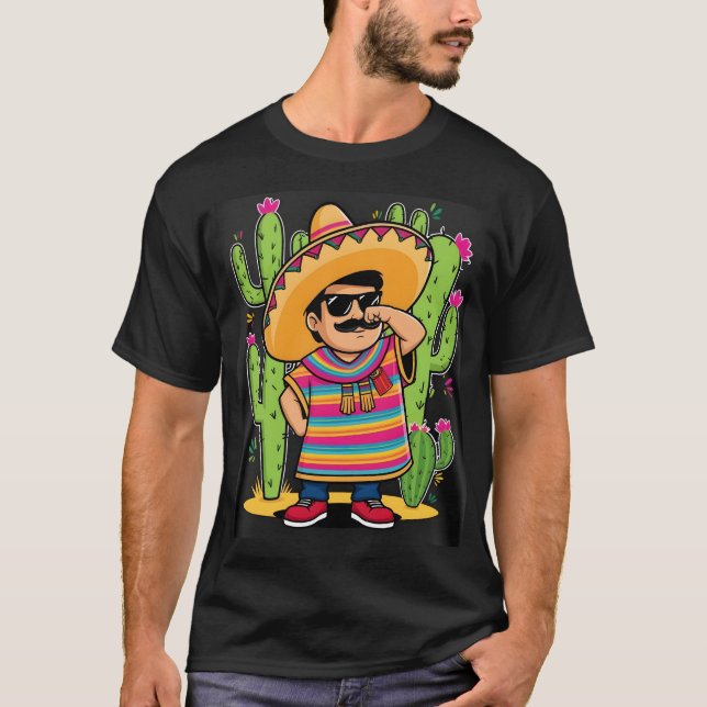 Dabbing Mexican Poncho Cinco de Mayo Men Sombrero  T-Shirt (Front)