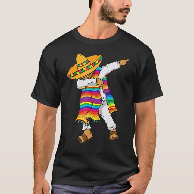 Dabbing Mexican Poncho Cinco De Mayo  Serape Mexic T-Shirt (Front)