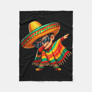 Dabbing Mexican Poncho Cinco De Mayo Sombrero Boys Fleece Blanket