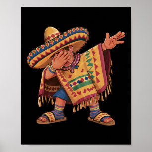 Dabbing Mexican Poncho Dab Dance Cinco De Mayo Gif Poster