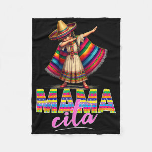 Dabbing Mexican Poncho Sombrero Cinco De Mayo Mama Fleece Blanket
