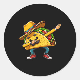 Dabbing Mexican Taco Cinco De Mayo Boys Men Sombre Classic Round Sticker