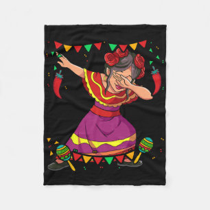 Dabbing Mexican Woman Cinco De Mayo Fleece Blanket