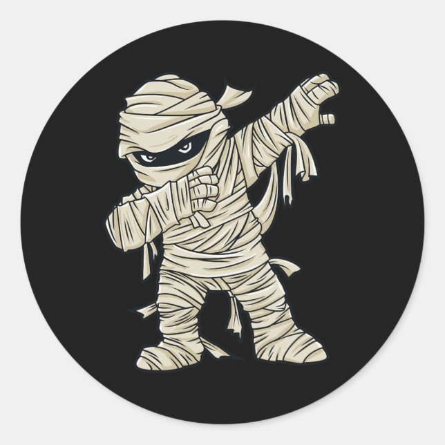 Dabbing Mummy Halloween Boys Girls Kids Fun Dab  Classic Round Sticker (Front)