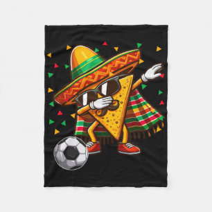 Dabbing Nacho Sungles Playing Soccer Cinco De Mayo Fleece Blanket