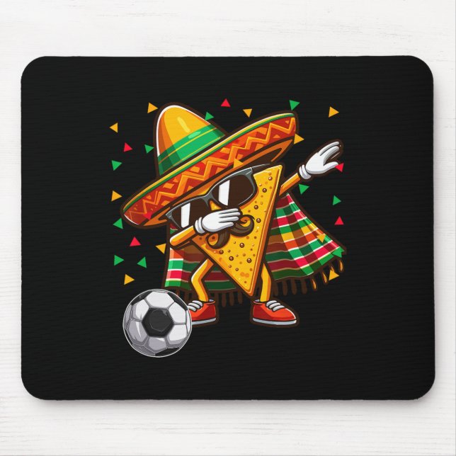 Dabbing Nacho Sungles Playing Soccer Cinco De Mayo Mouse Mat (Front)