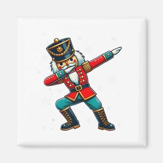 Dabbing Nutcracker Christmas Costume Matching Fami Magnet (Front)
