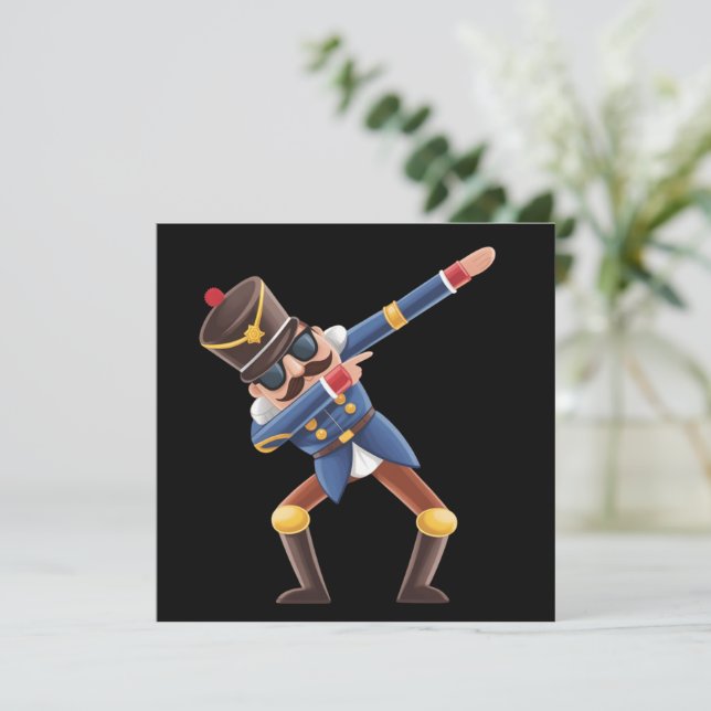 Dabbing Nutcracker Christmas Holiday Card (Standing Front)