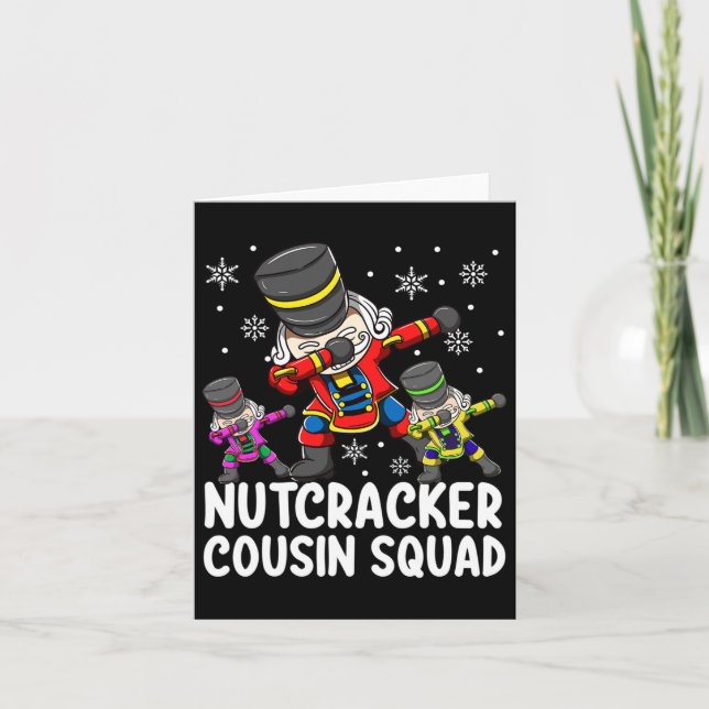 Dabbing Nutcracker Cousin Squad Funny Matching Chr Card (Front)