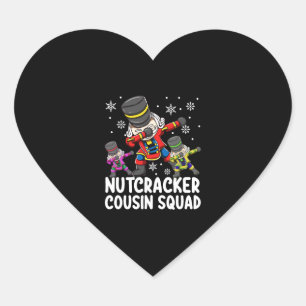 Dabbing Nutcracker Cousin Squad Funny Matching Heart Sticker
