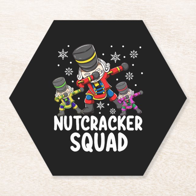 Dabbing Nutcracker Cousin Squad Funny Matching Paper Coaster (Front)