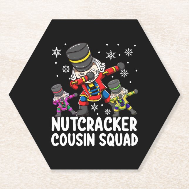 Dabbing Nutcracker Cousin Squad Funny Matching  Paper Coaster (Front)