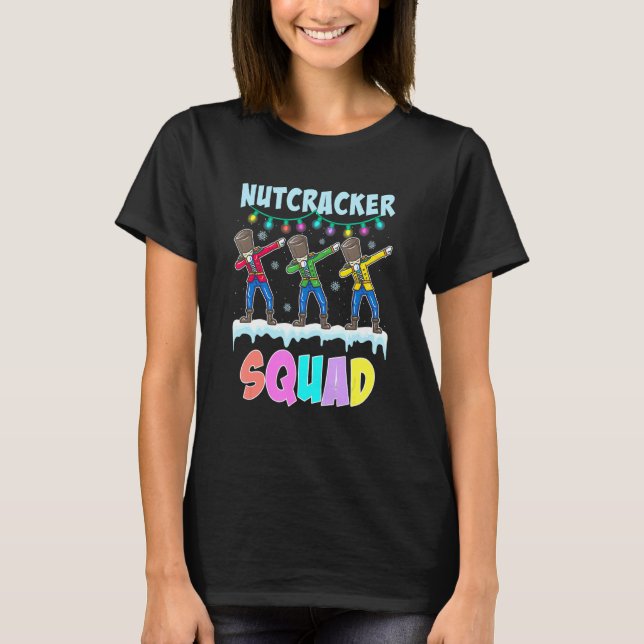 Dabbing Nutcracker Squad Christmas Funny Ballet Pj T-Shirt (Front)