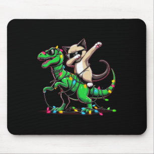 Dabbing Oriental Shorthair On Xmas Lights Dinosaur Mouse Mat