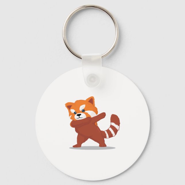 Dabbing Panda - Cute Kawaii Dabbing Red Panda Gift Key Ring (Front)