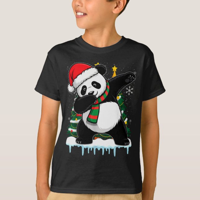 Dabbing Panda Santa Christmas Kids Boys Men Xmas B T-Shirt (Front)
