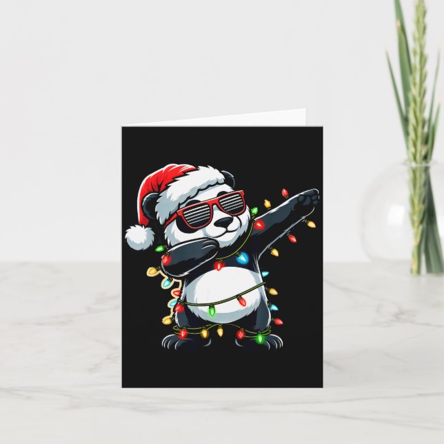 Dabbing Panda Xmas For Kids Boys Girl Panda Lover  Card (Front)