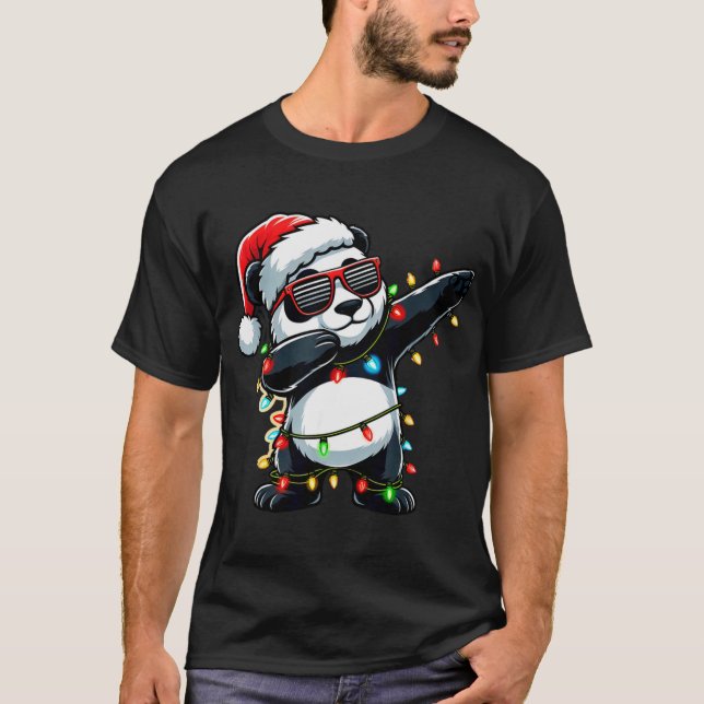 Dabbing Panda Xmas For Kids Boys Girl Panda Lover  T-Shirt (Front)