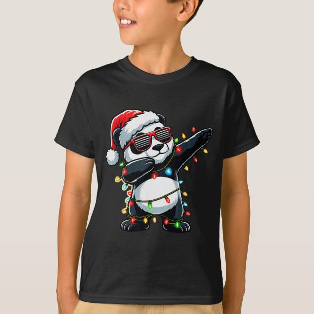 Dabbing Panda Xmas For Kids Boys Girl Panda Lover  T-Shirt (Front)