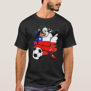 Dabbing Penguin Chile Soccer Fans Jersey Flag Foot T-Shirt