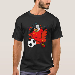 Dabbing Penguin China Soccer Fan Jersey Football L T-Shirt