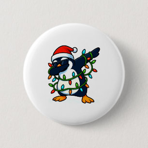 Dabbing Penguin Christmas Girls Xmas Lights Boys C 6 Cm Round Badge