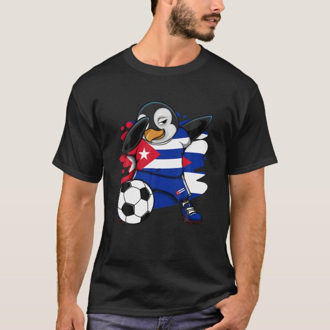 Dabbing Penguin Cuba Soccer Fans Jersey Football L T-Shirt (Front)