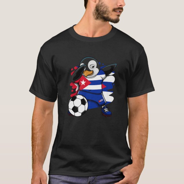 Dabbing Penguin Cuba Soccer Fans Jersey Football L T-Shirt (Front)