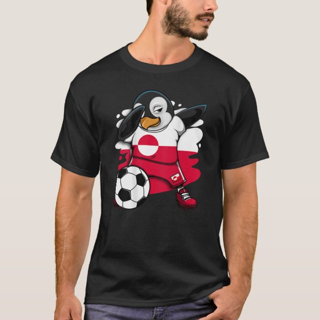 Dabbing Penguin Greenland Soccer Fans Jersey Footb T-Shirt (Front)