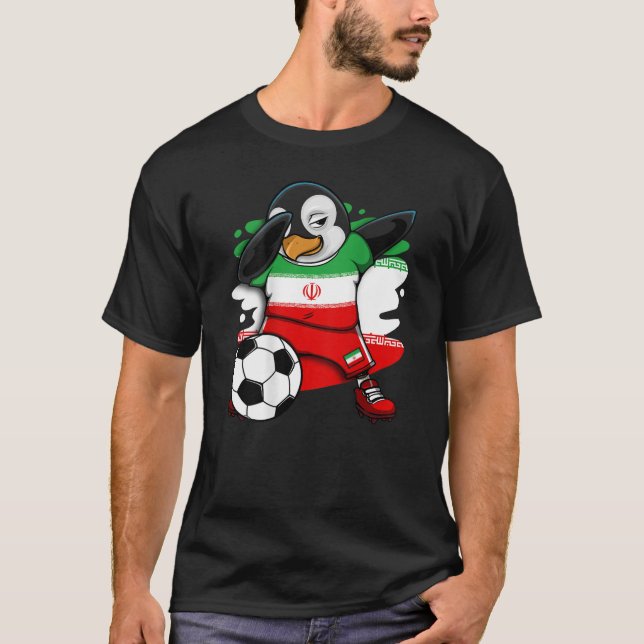 Dabbing Penguin Iran Soccer Fans Jersey Football L T-Shirt (Front)