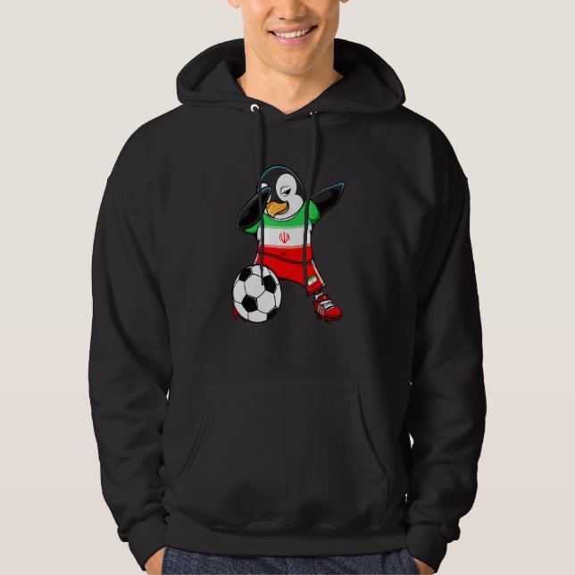 Dabbing Penguin Iran Soccer Fans Jersey Football S Hoodie (Front)