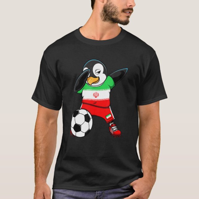 Dabbing Penguin Iran Soccer Fans Jersey Football S T-Shirt (Front)