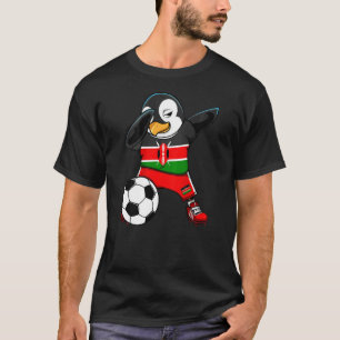 Dabbing Penguin Kenya Soccer Fans Jersey Flag Foot T-Shirt