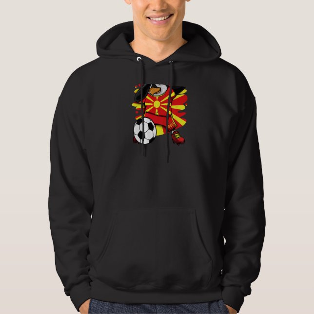 Dabbing Penguin Macedonia Soccer Fans Jersey Footb Hoodie (Front)