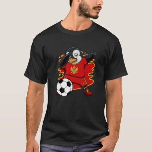 Dabbing Penguin Montenegro Soccer Fans Jersey Foot T-Shirt