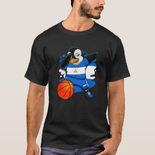 Dabbing Penguin Nicaragua Basketball Fans Jersey B T-Shirt