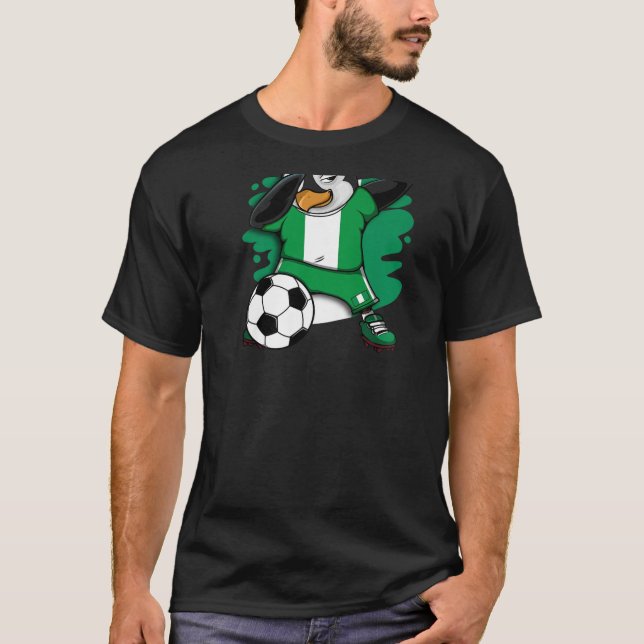 Dabbing Penguin Nigeria Soccer Fans Jersey Footbal T-Shirt (Front)