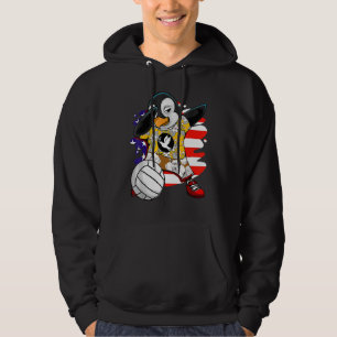 Dabbing Penguin Tunisia Volleyball American Flag 4 Hoodie