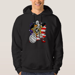 Dabbing Penguin Tunisia Volleyball American Flag 4 Hoodie