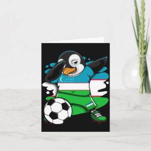 Dabbing Penguin Uzbekistan Soccer Fans Jersey Card