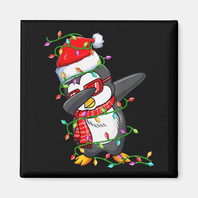Dabbing Penguin Wearing Santa Hat - Penguin Lover  Magnet (Front)