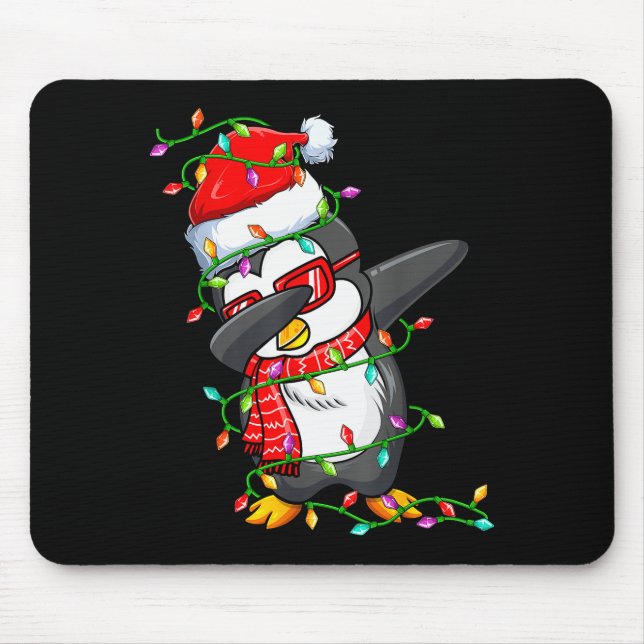 Dabbing Penguin Wearing Santa Hat - Penguin Lover  Mouse Mat (Front)