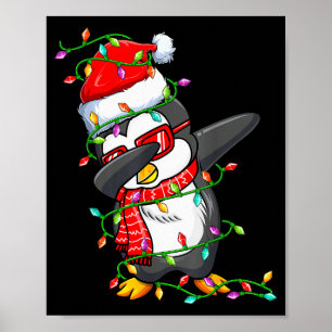 Dabbing Penguin Wearing Santa Hat - Penguin Lover Poster