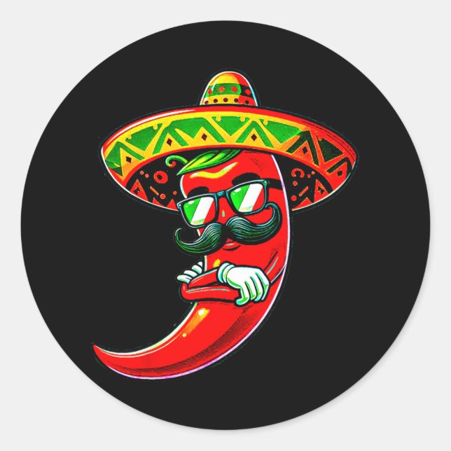 Dabbing Pepper Cinco De Mayo Mexican Pride Hot Jal Classic Round Sticker (Front)