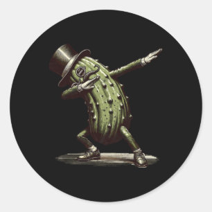 Dabbing Pickle Dancing Cucumber Lover Funny Pickle Classic Round Sticker
